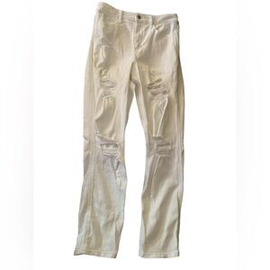 HOLLISTER CO. White Skinny Ripped Distressed Denim Jeans
